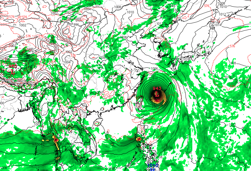 GFS預計下一個颱風將在下周靠近台灣而非香港。(網上截圖)