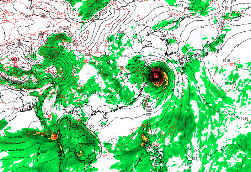 GFS預計下一個颱風將在下周在台灣以東掠過。(網上截圖)