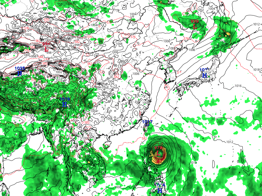 歐洲中期天氣預報中心ECMWF預計杜蘇芮下周一位置。(網上截圖)