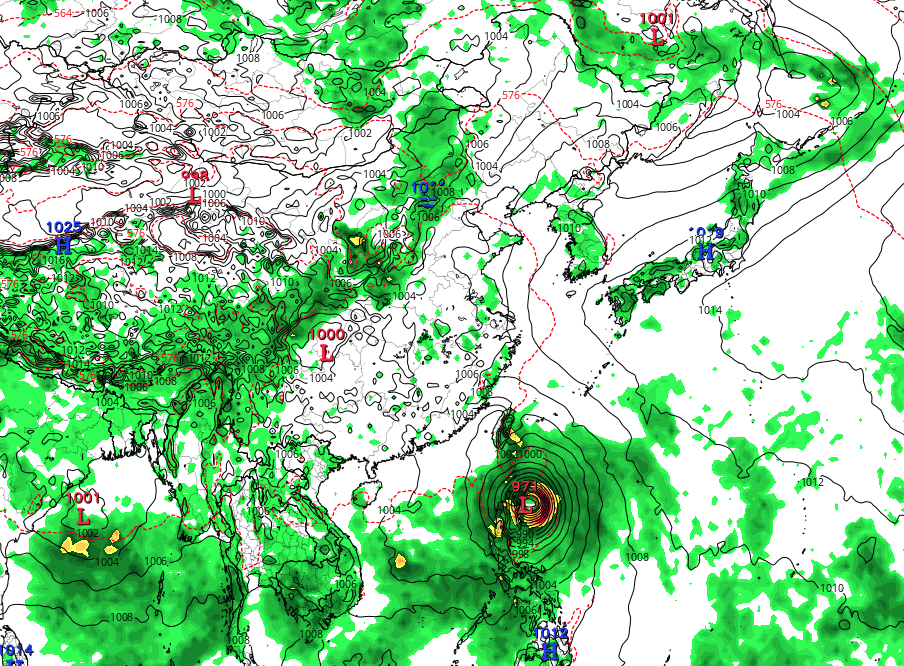 歐洲中期天氣預報中心ECMWF預計杜蘇芮下周二位置。(網上截圖)