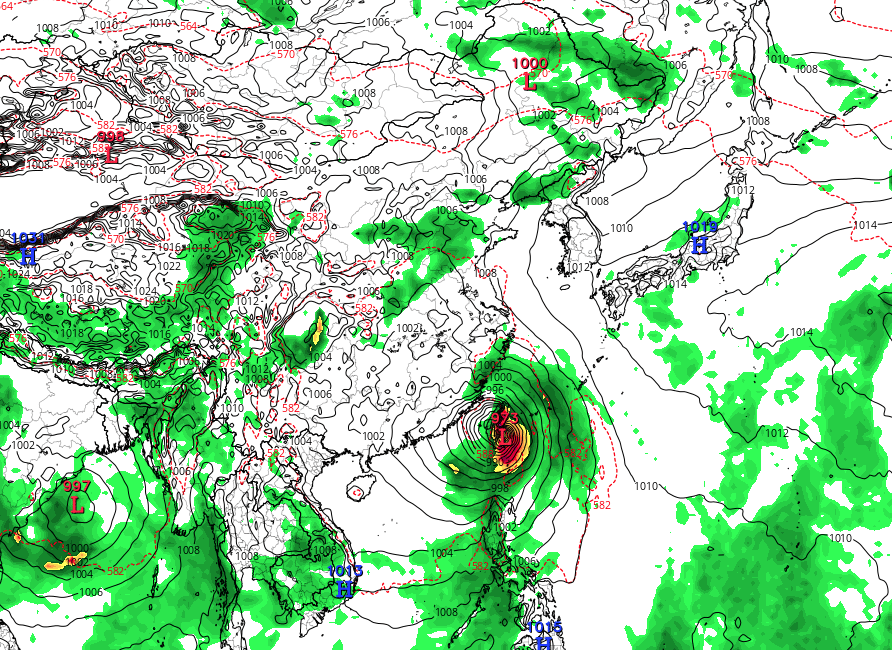 歐洲中期天氣預報中心ECMWF預計杜蘇芮下周三位置。(網上截圖)