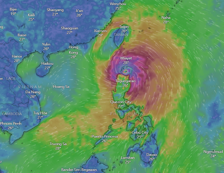 颱風杜蘇芮|WINDY預測周二路徑