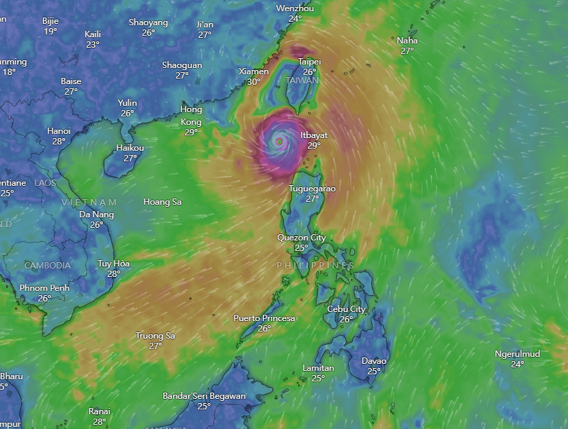 颱風杜蘇芮|WINDY預測周三路徑