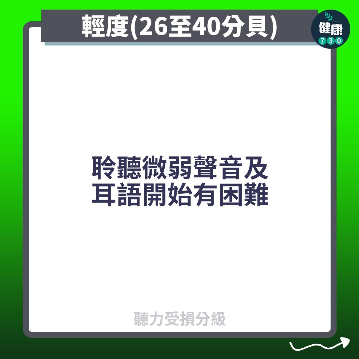 輕度(26至40分貝)