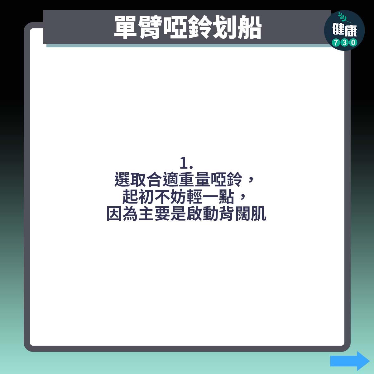 背肌訓練|單臂啞鈴划船(am730製圖)