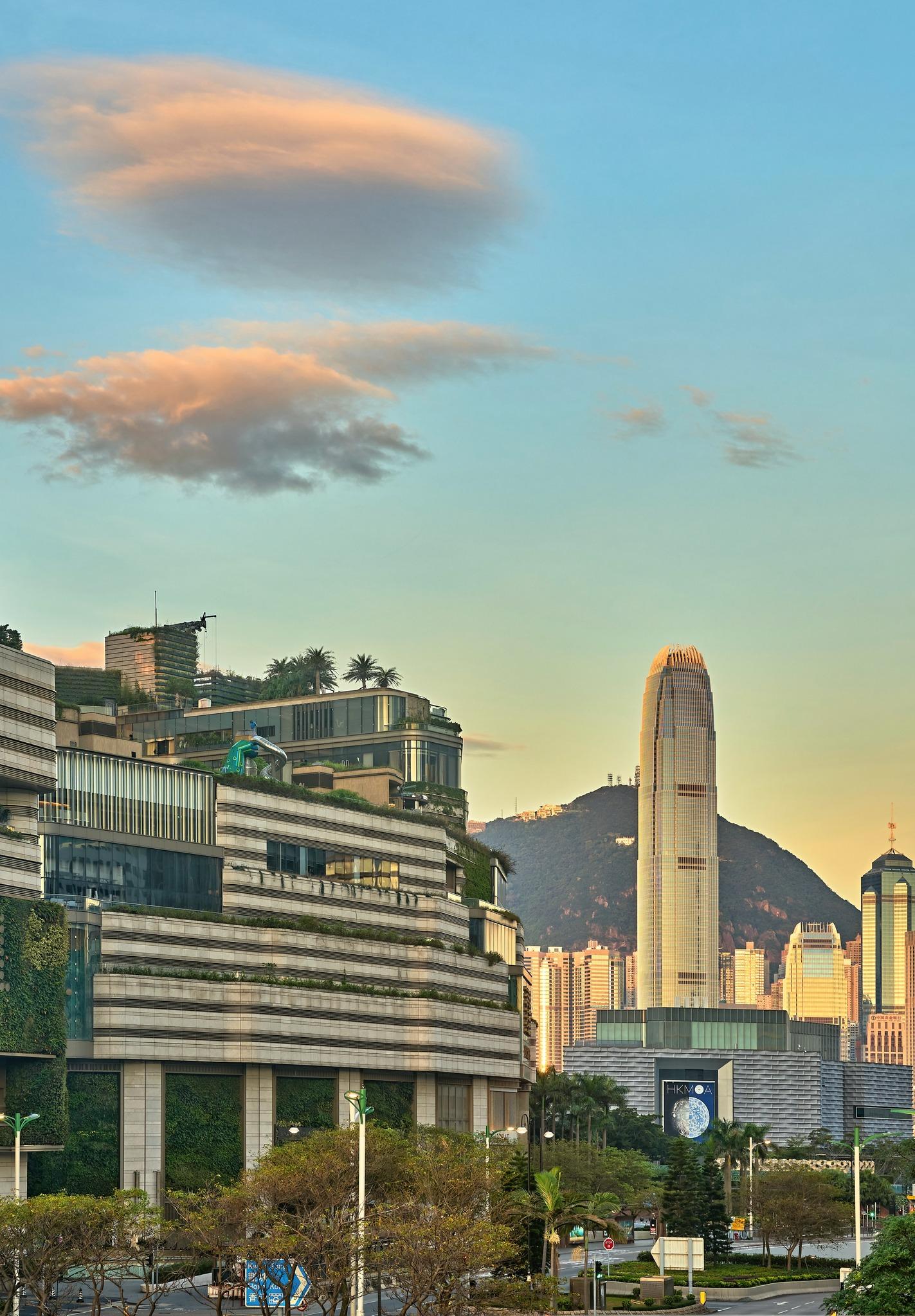 維港上空又出現俗稱「飛碟雲」的莢狀雲。(天文台fb@Chung Ming Lee攝)