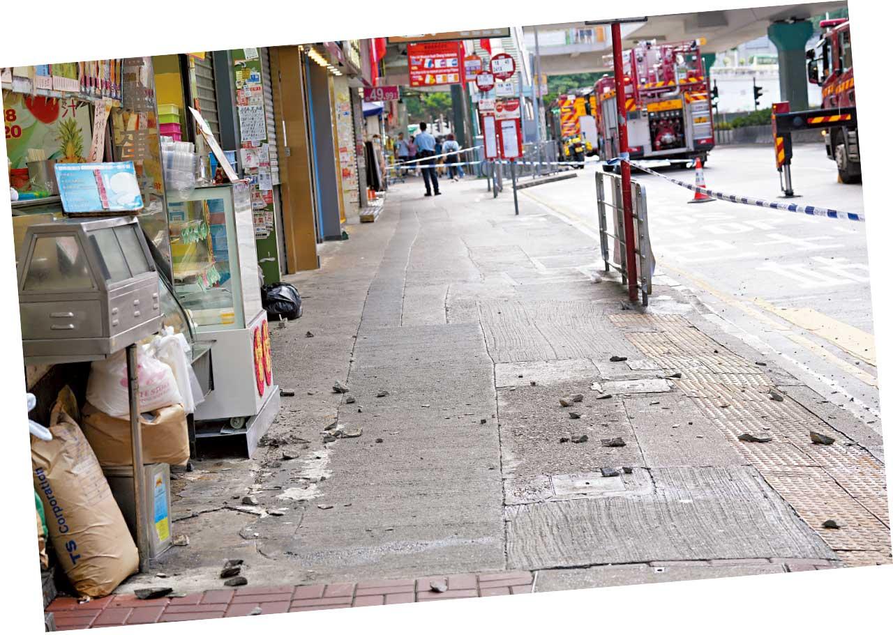 旺角道寶安大廈石屎脫落