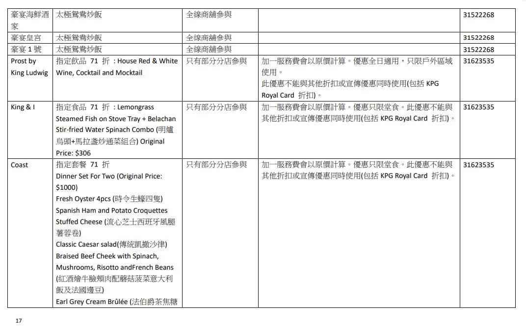參與7.16食肆優惠名單。