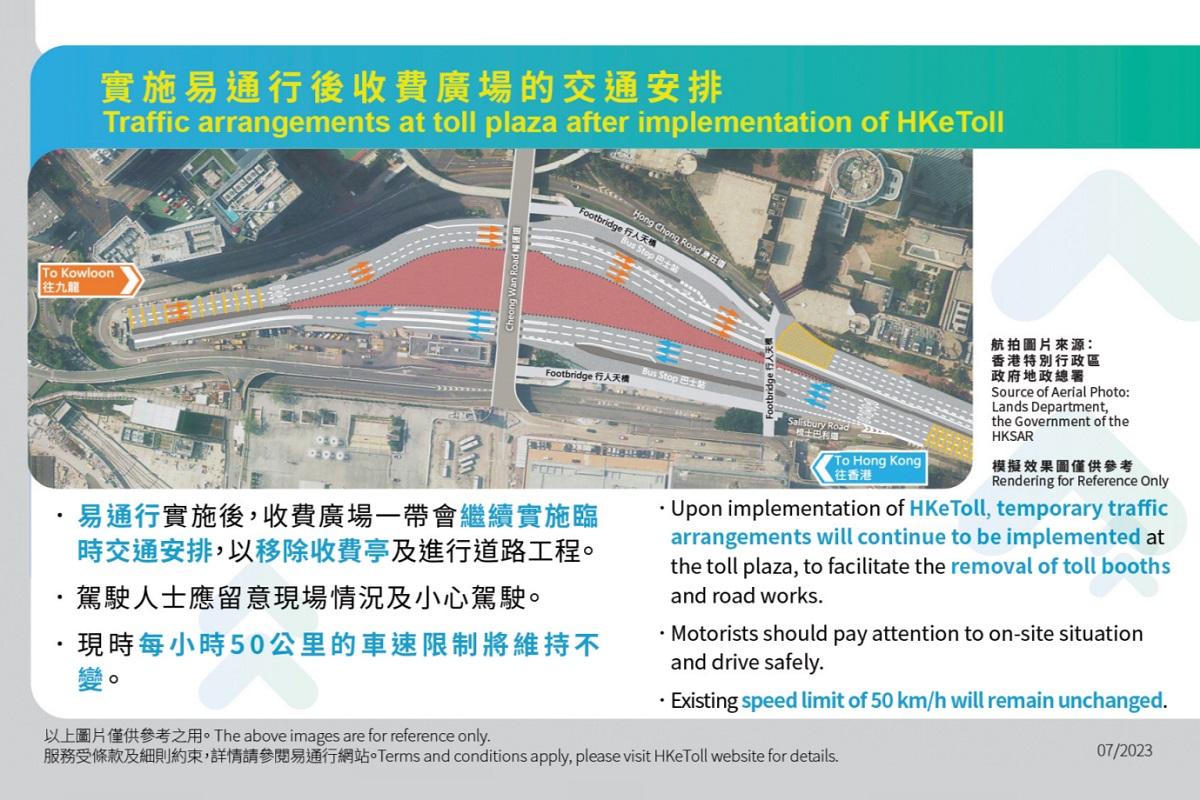 紅隧採用「易通行」後的交通安排。(運輸署文件截圖)