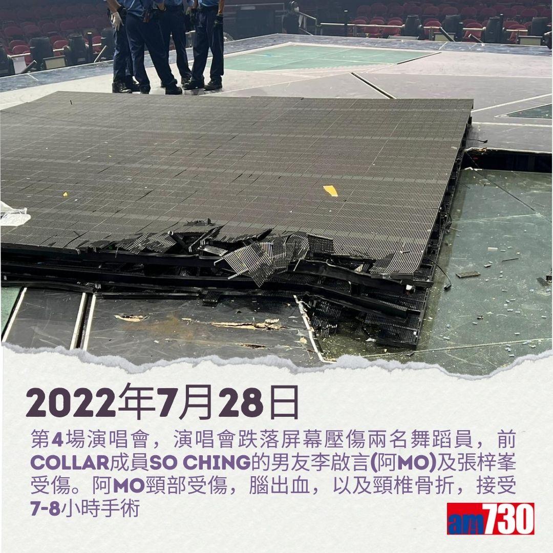 MIRROR演唱會意外|李啟言阿Mo復健之路。(am730製圖)