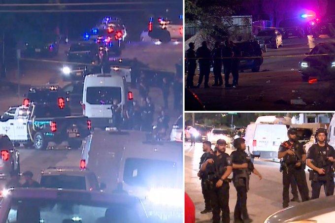 德州槍擊案後現場一片混亂。(Twitter圖片)