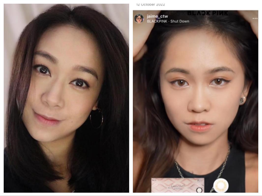 張天穎(右)被指與黃心穎(左)「撞樣」