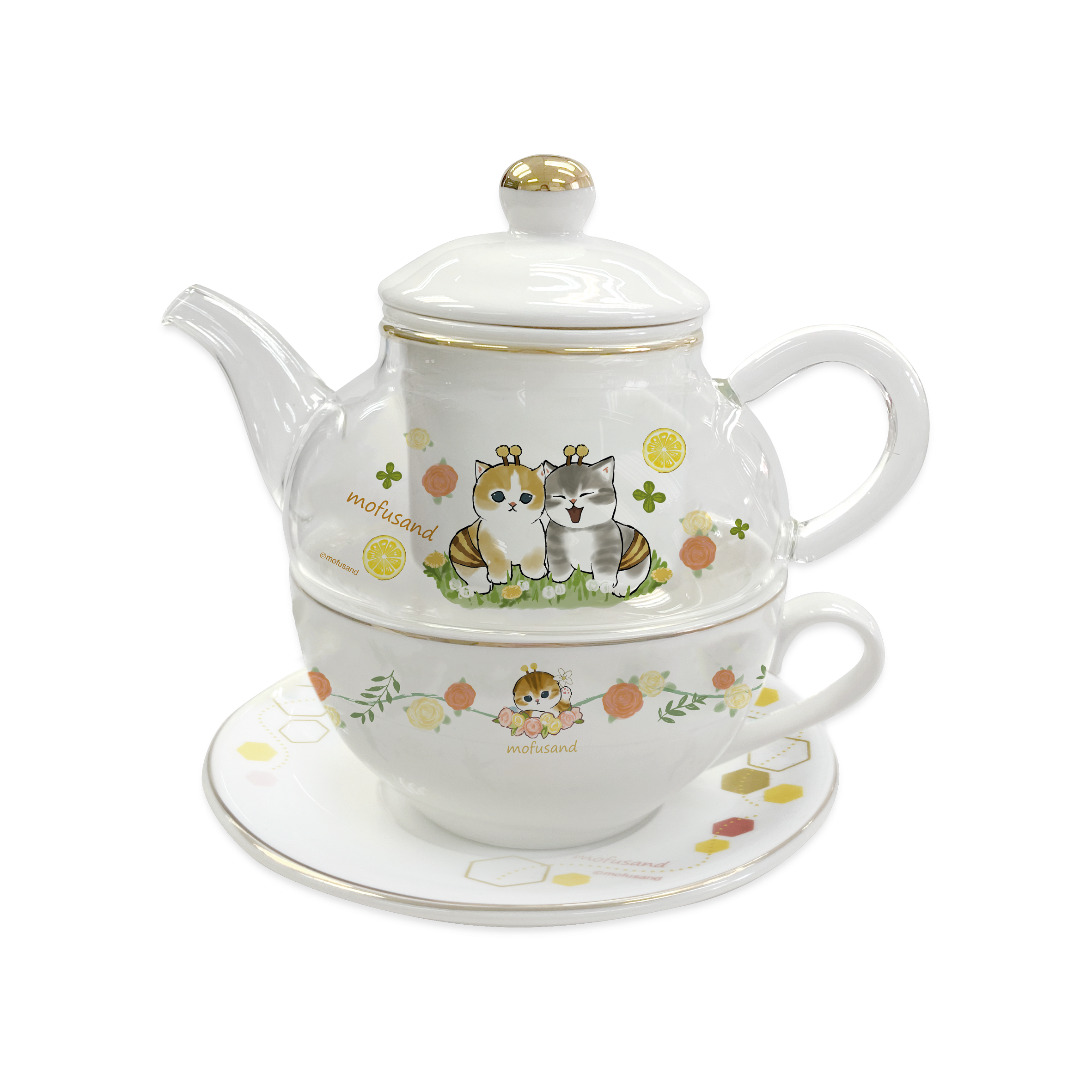 mofusand 玻璃茶壺茶具套裝 (2款) ($199/件)