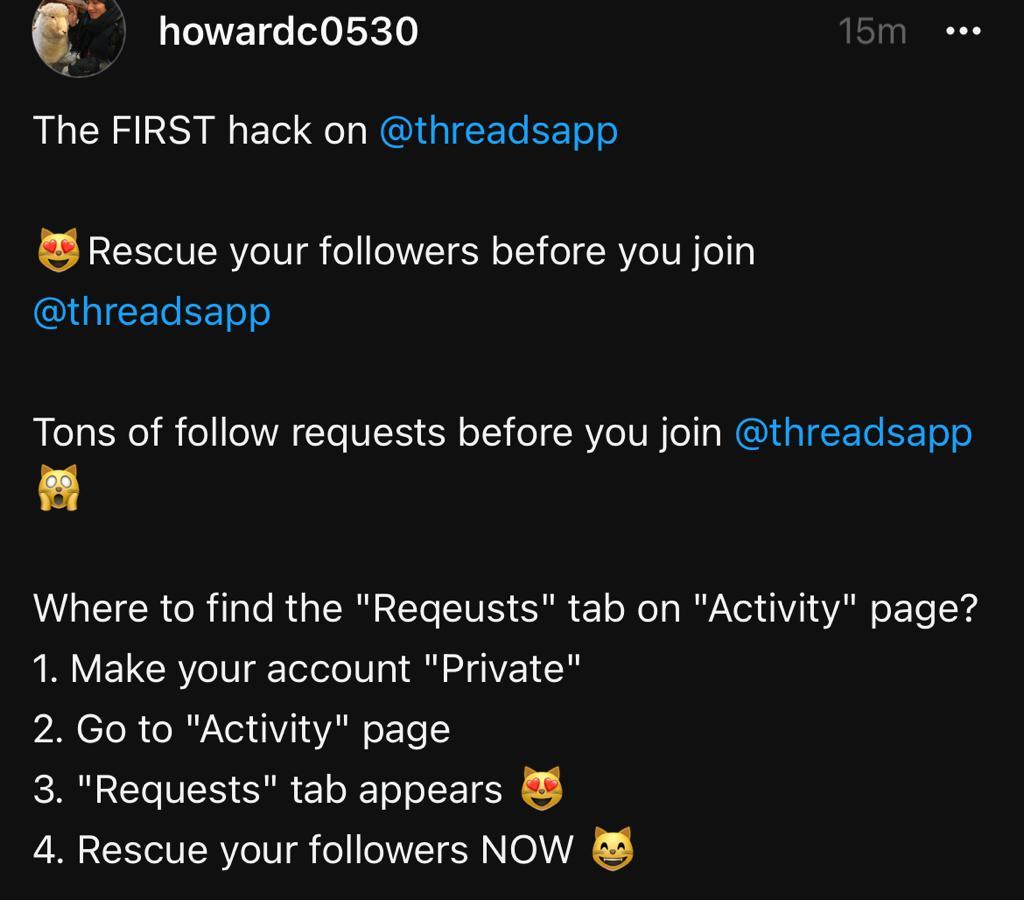 有網民表示,加入Threads後需要人手逐個逐個批准Followers。