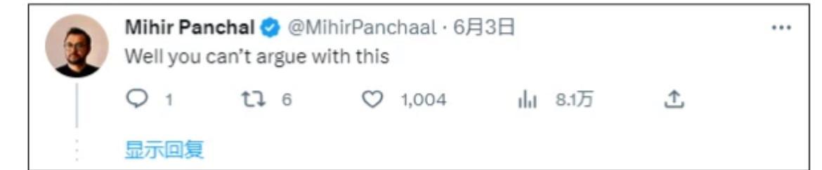 我對此竟無言以對。(Twitter@Mihir Panchal)