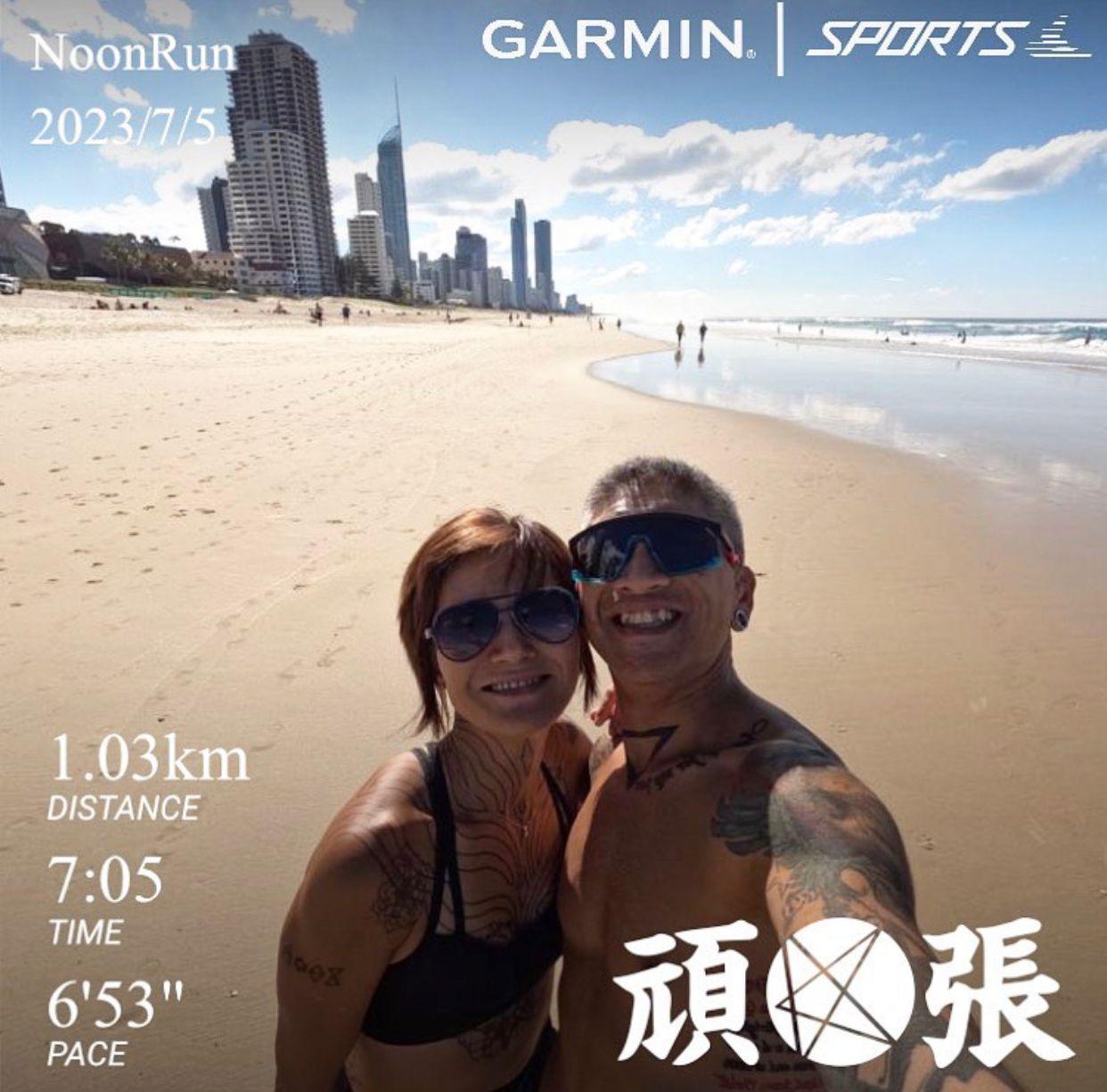 盧巧音與丈夫已完成挑戰,今日分享在黃金海岸的照片。