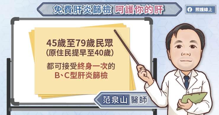 台灣設免費肝炎檢查。(照護線上)
