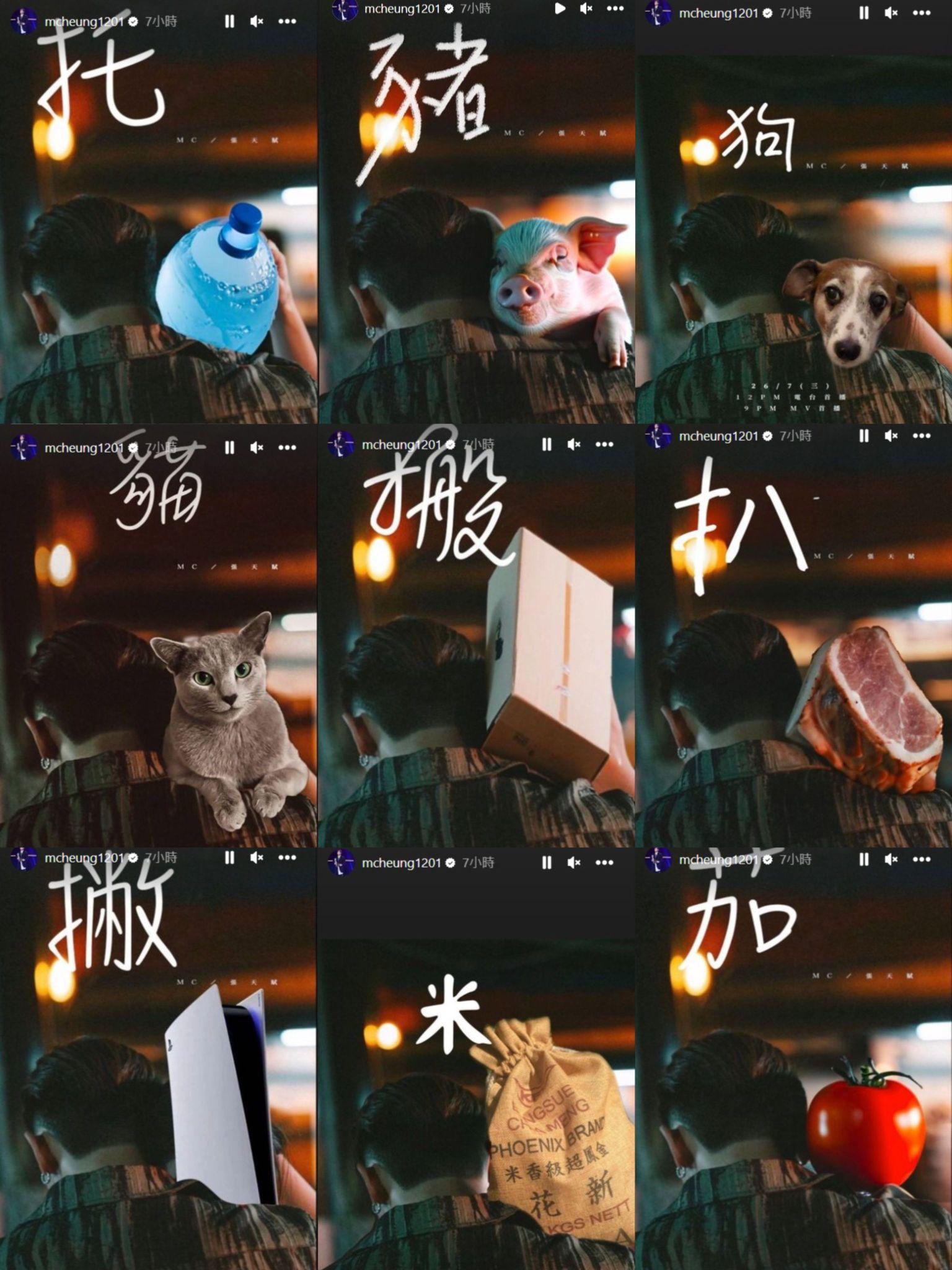 賦二代惡搞《抽》宣傳照,P走MV女主角並變成豬﹑狗﹑貓﹑托、米﹑水、扒等。