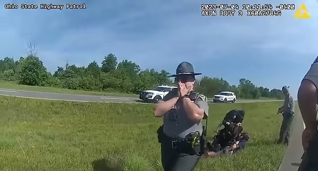 黑人司機舉雙手半跪投降,仍遭美警放咬狗。(互聯網)