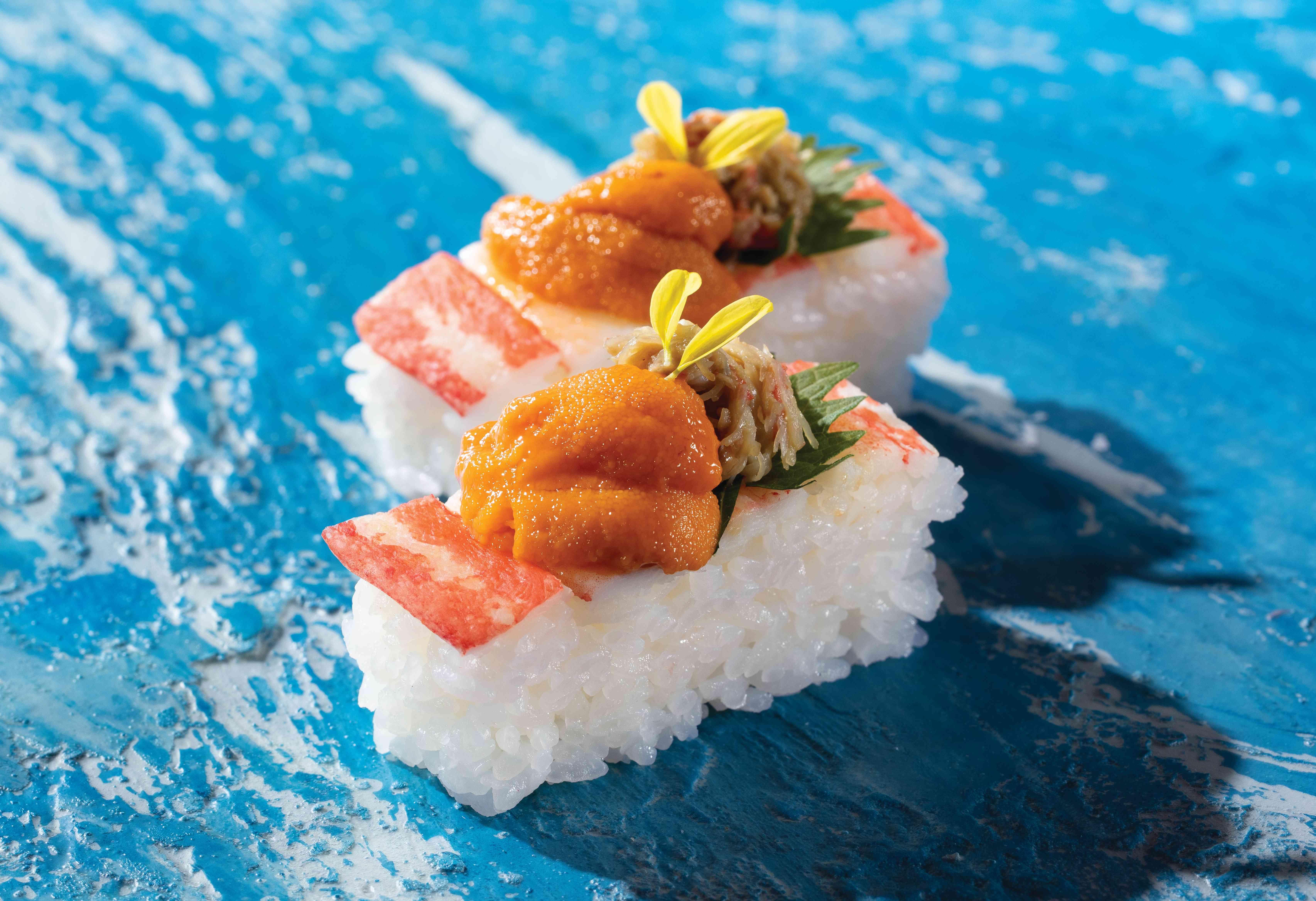 海膽松葉蟹箱押壽司($58/兩件)