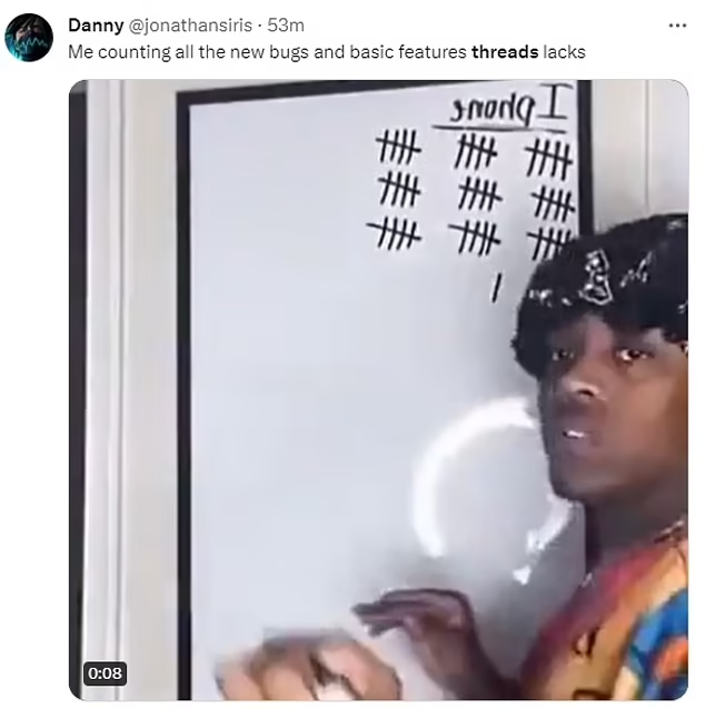Threads|不少網民指Threads太多bug,用此圖表示bug的數量多到數極都有。(互聯網)