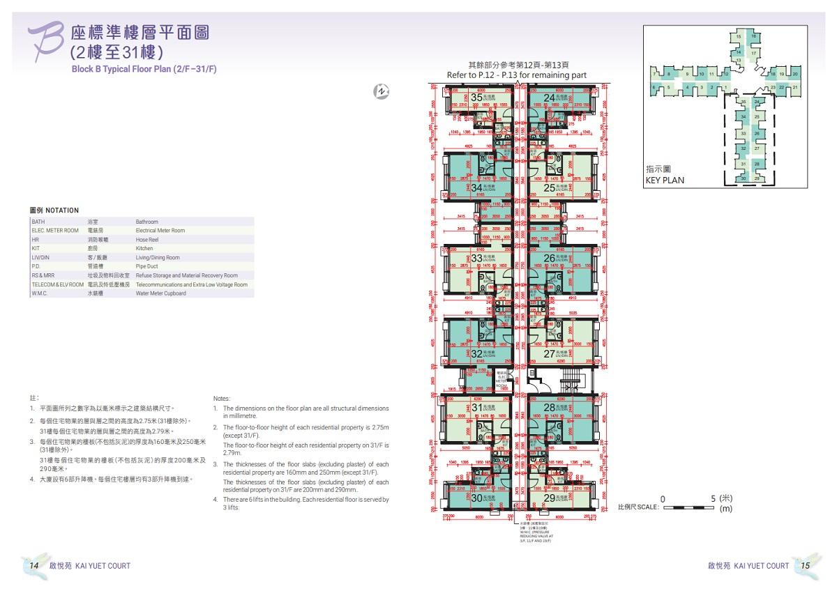 居屋2023|啟德啟悅苑B座標準樓層平面圖。(房委會售樓文件截圖)