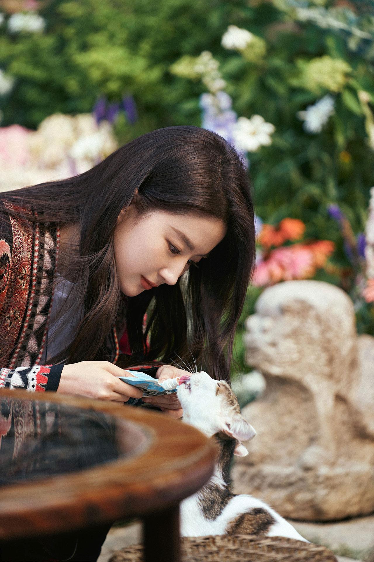 劉亦菲透露,自己戲裏戲外都是「貓奴」。(圖/中天娛樂台提供)