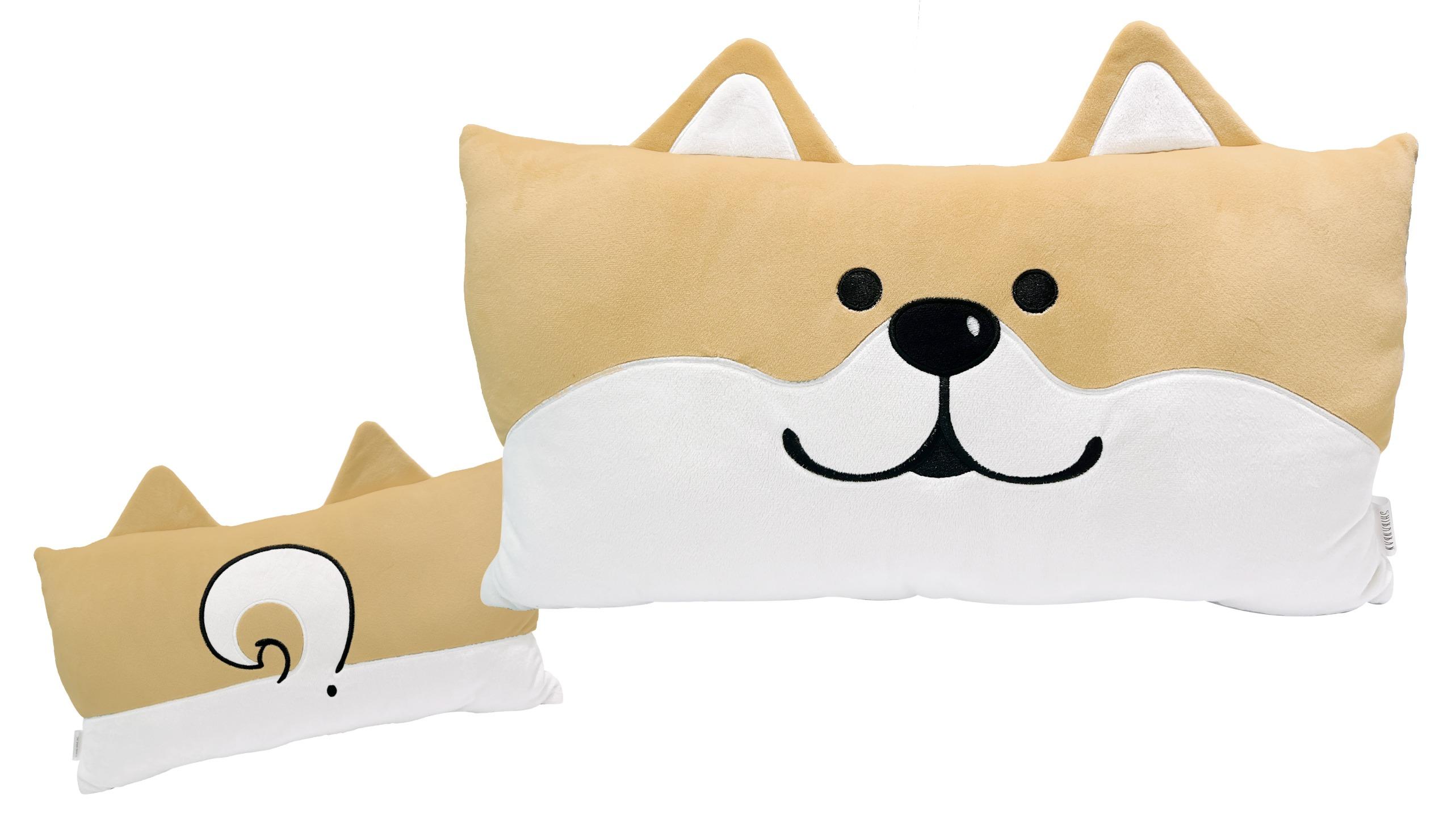 微笑柴犬毛絨長方形抱枕