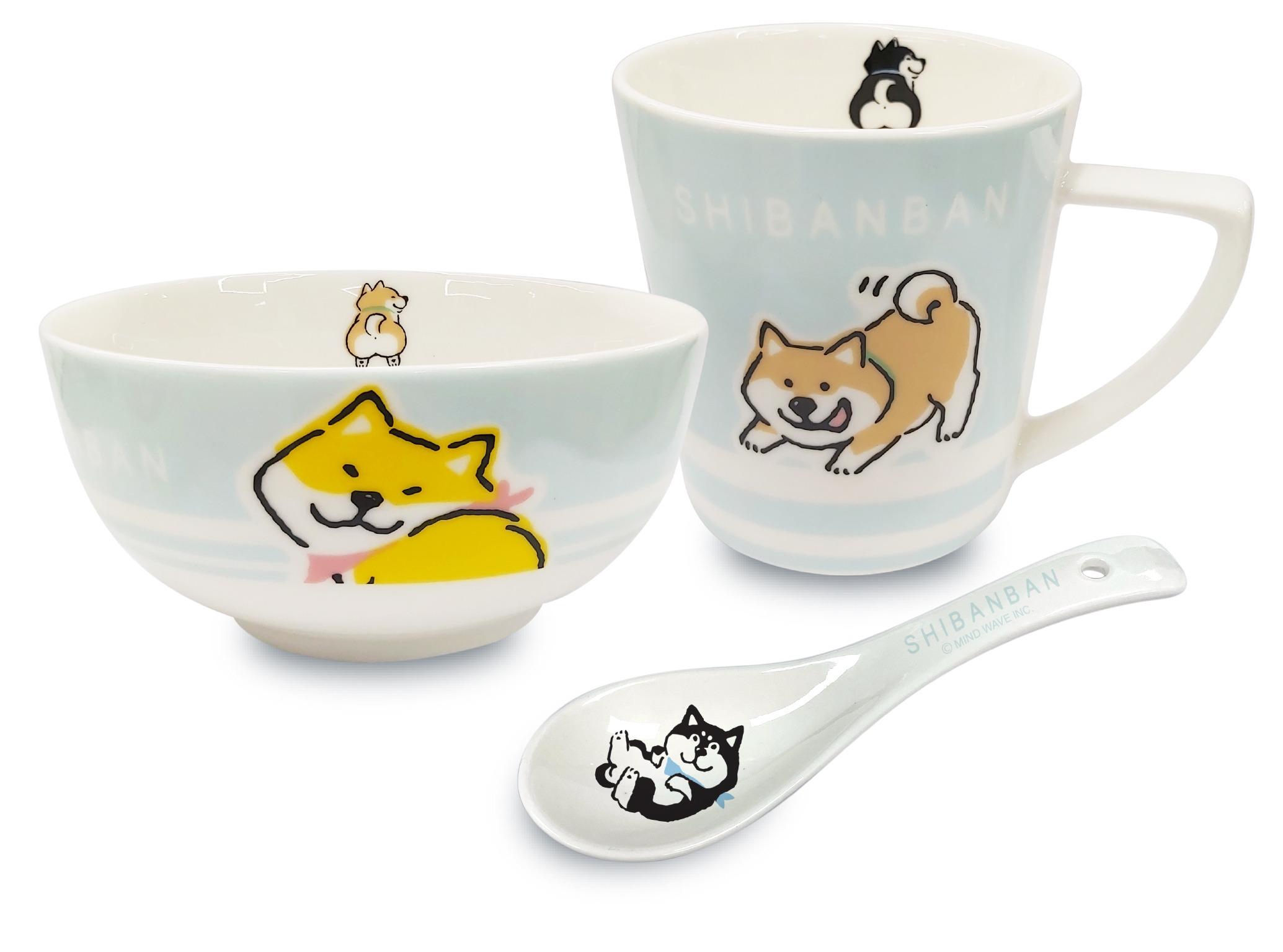 微笑柴犬3P 套裝 (5 陶瓷碗 + 320毫升陶瓷杯 + 5.5 匙)