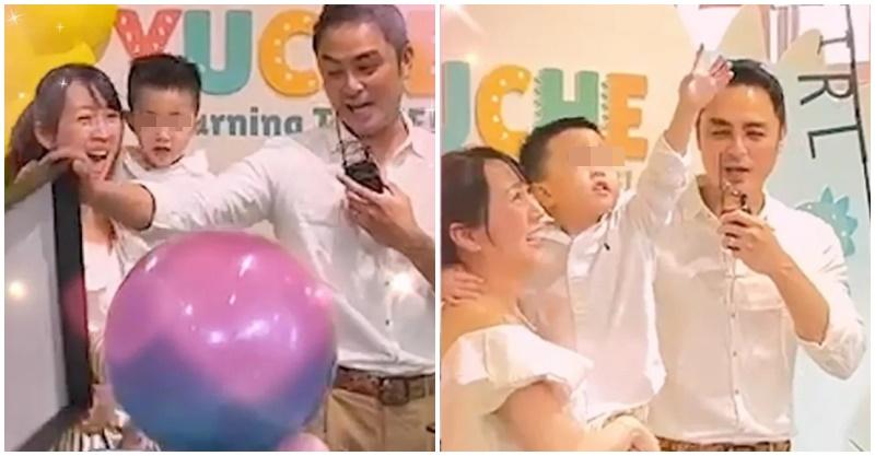 明道4月時在微博公開寶寶性別揭曉派對的影片。(圖/翻攝自明道微博)