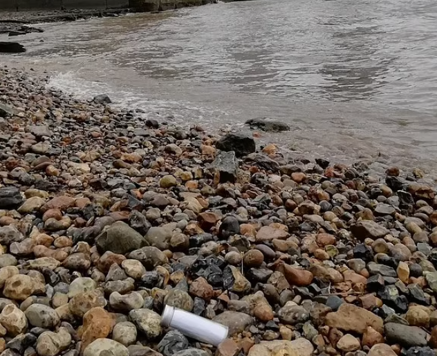 樓主拍低了當日發現瓶中信的位置。(互聯網)