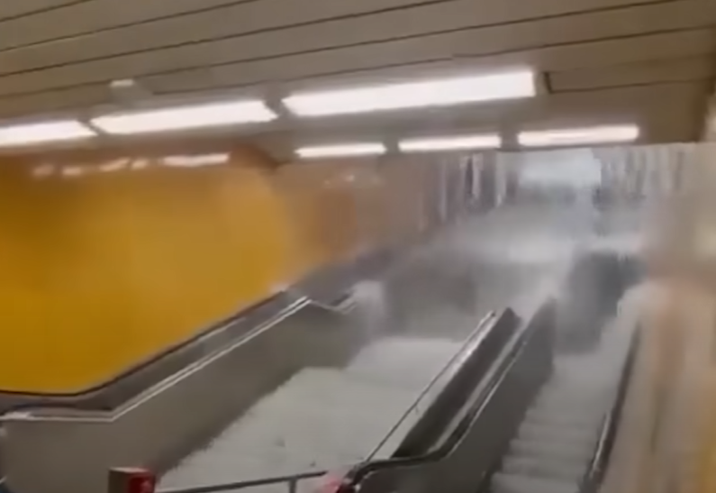 德國現「怪獸級」暴雨風,法蘭克福機場及地鐵均水浸。(互聯網)