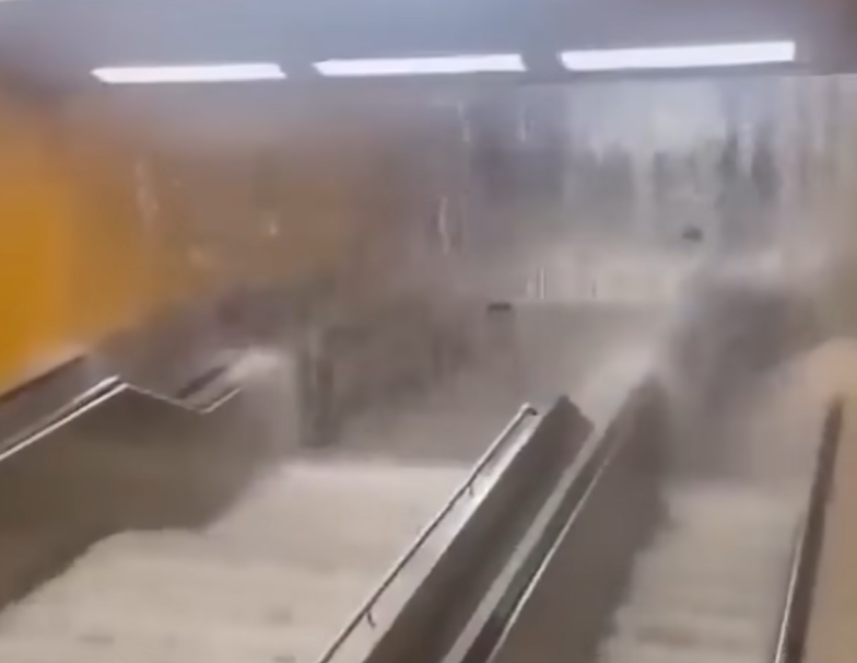 德國現「怪獸級」暴雨風,法蘭克福機場及地鐵均水浸。(互聯網)