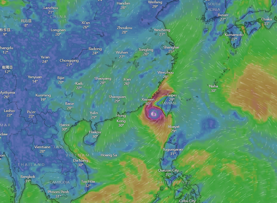 颱風|Windy周四預計路徑。(Windy截圖)
