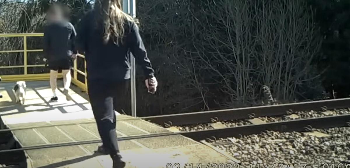 有人在火車駛至前施施然行過。(互聯網)