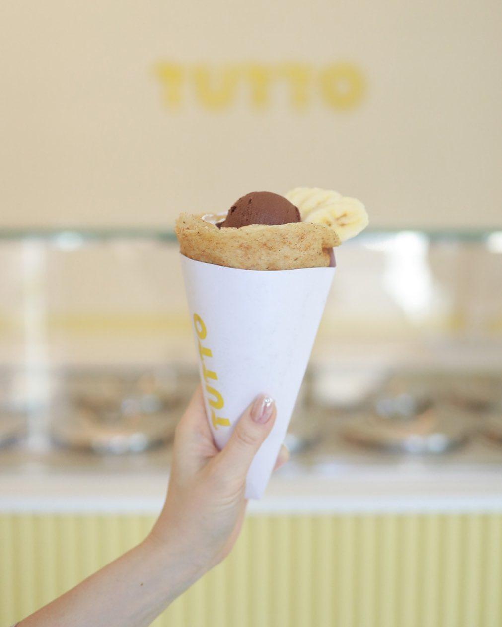 除了雪糕外,也有素食者也可以吃的,用米做的法式薄餅Crepe。(圖片來源:IG@tutto_vegangelato)