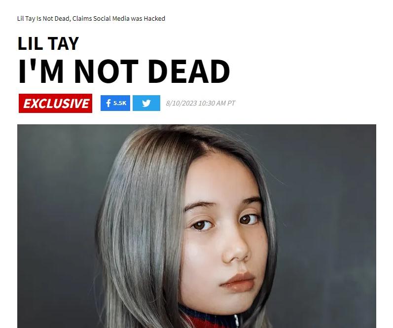 Lil Tay透過《TMZ》發表聲明。