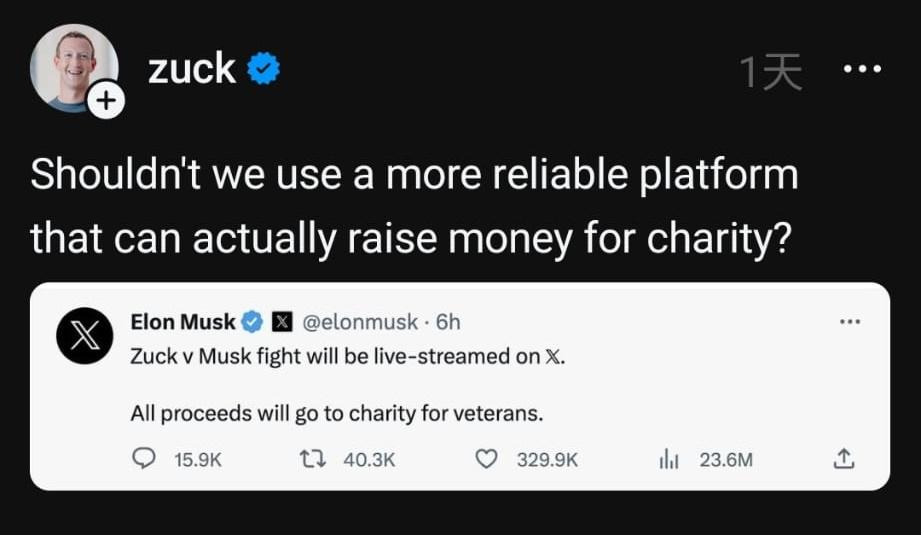 朱克伯格回應馬斯克。(Threads)