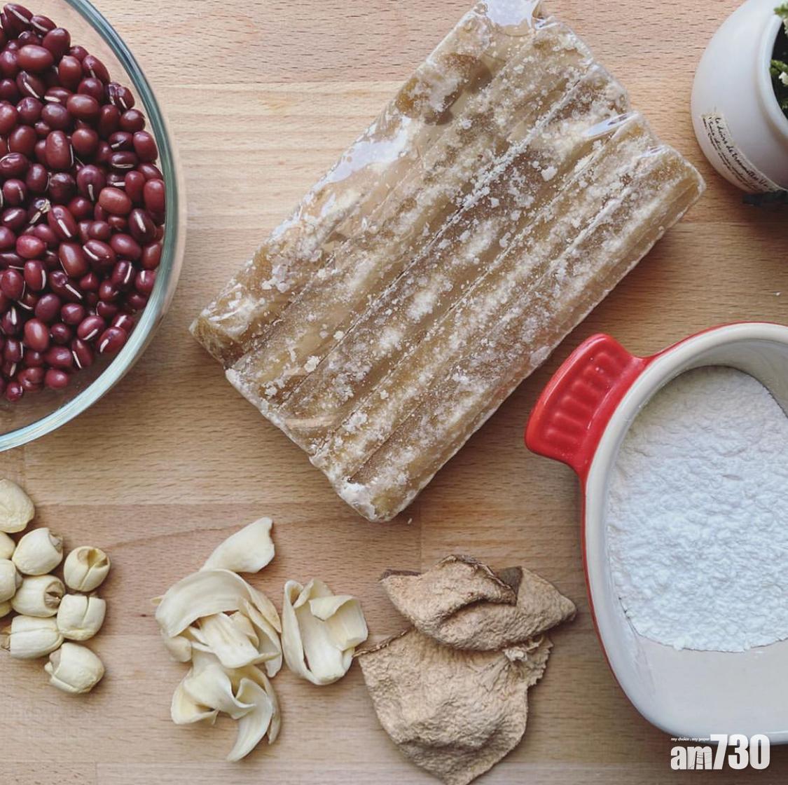 中式糖水食譜|紅豆桂花酒釀丸子,如果買不到小丸子,也可以自己用糯米粉製作。(instagram @rainbow_k_kitchen)