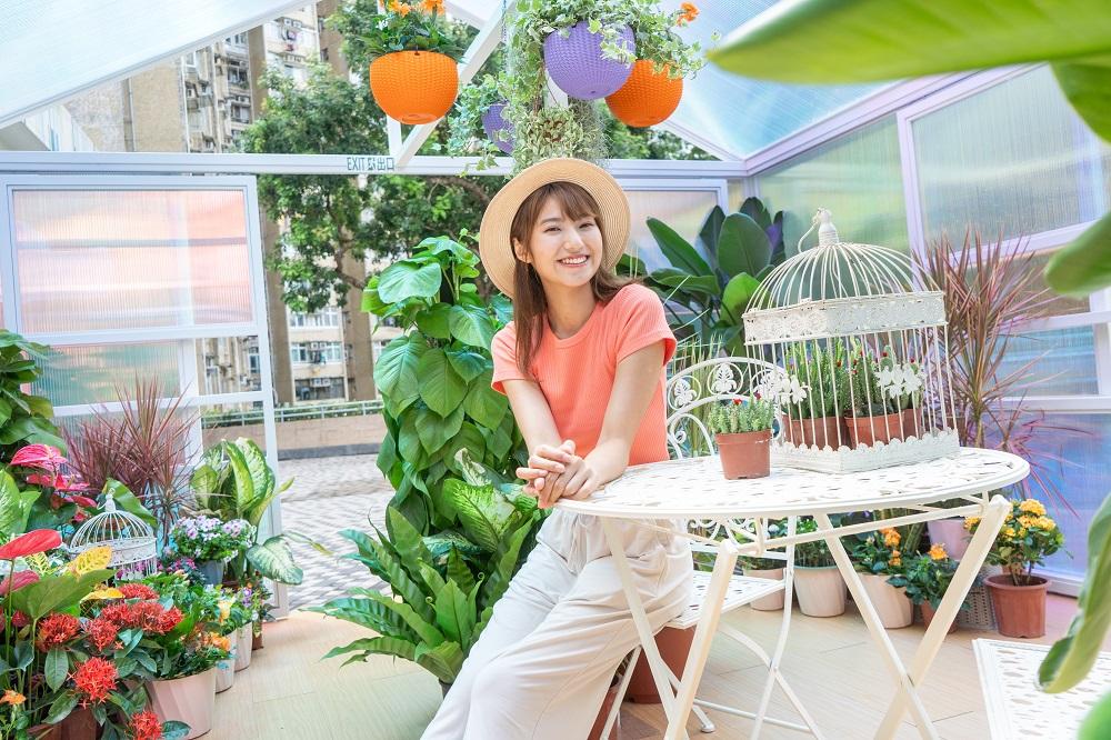 暑假好去處│3米高「炫彩玻璃溫室」在玻璃溫室內種植了一系列的青草植物。