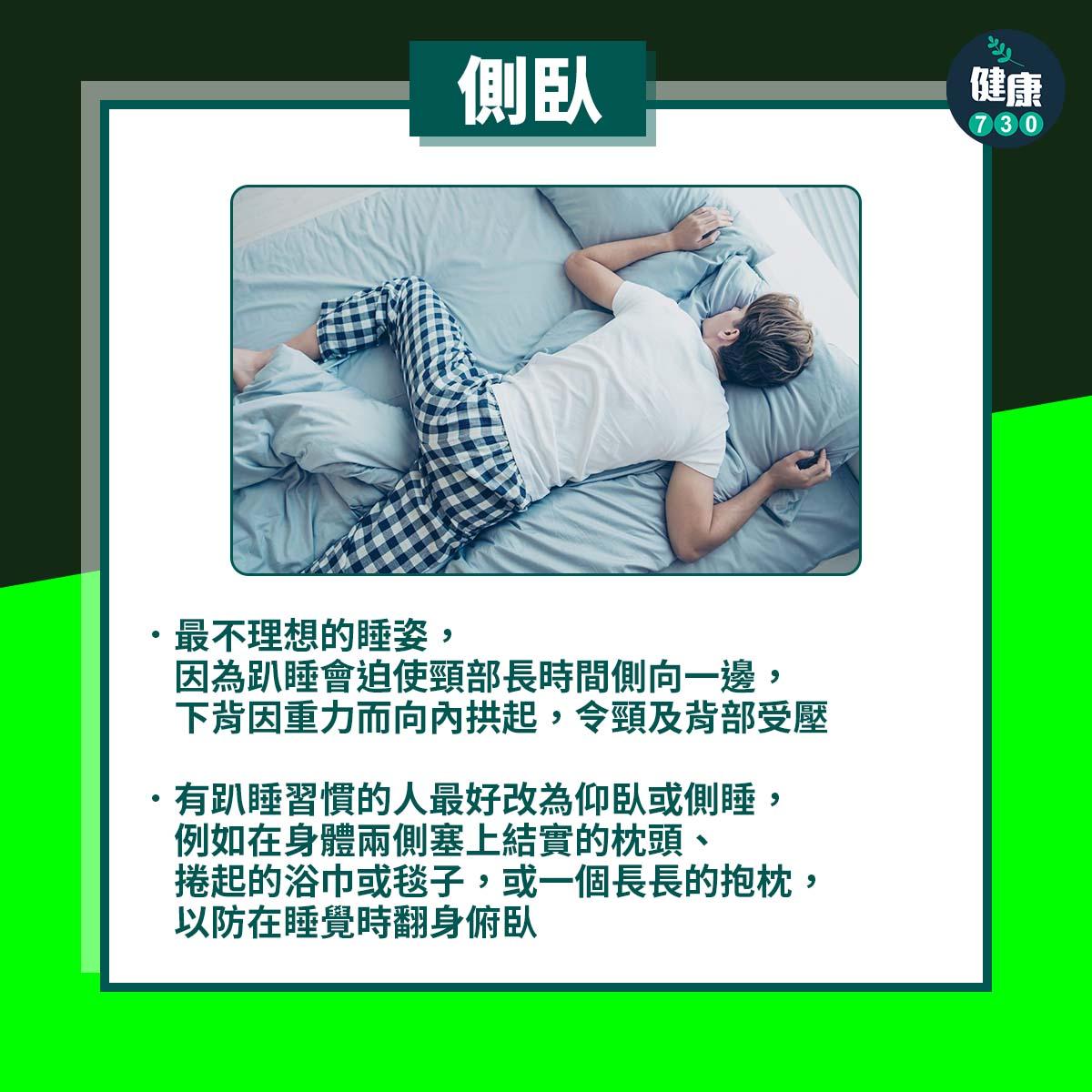 睡姿不良與正確睡姿分析(am730製圖)