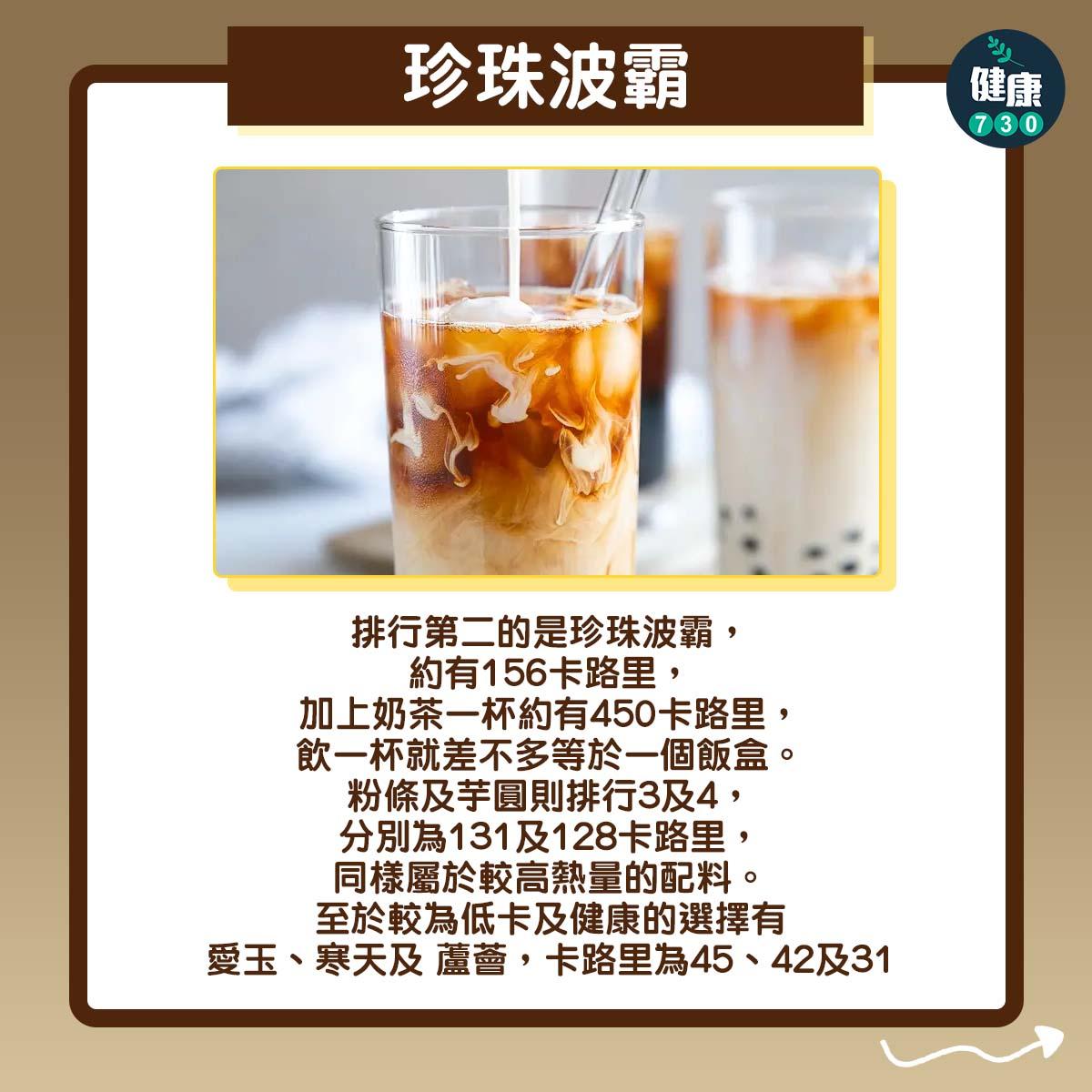 手搖飲品珍珠波霸卡路里。(am730製圖)