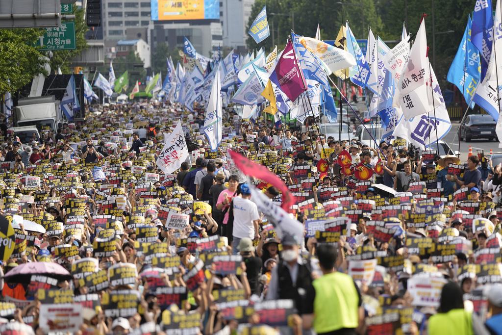 福島核污水|首爾上周六有大型示威,抗議日本排放核污水。(資料圖片)