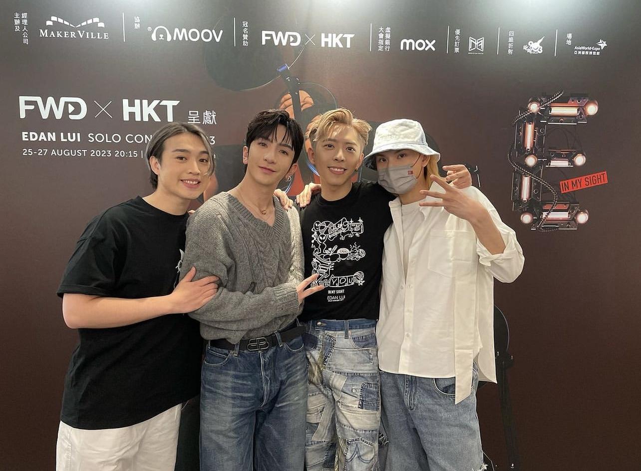 Edan完騷後貼出與Jer、Anson Lo和Jeremy的合照,多謝兄弟捧場兼擔任嘉賓。