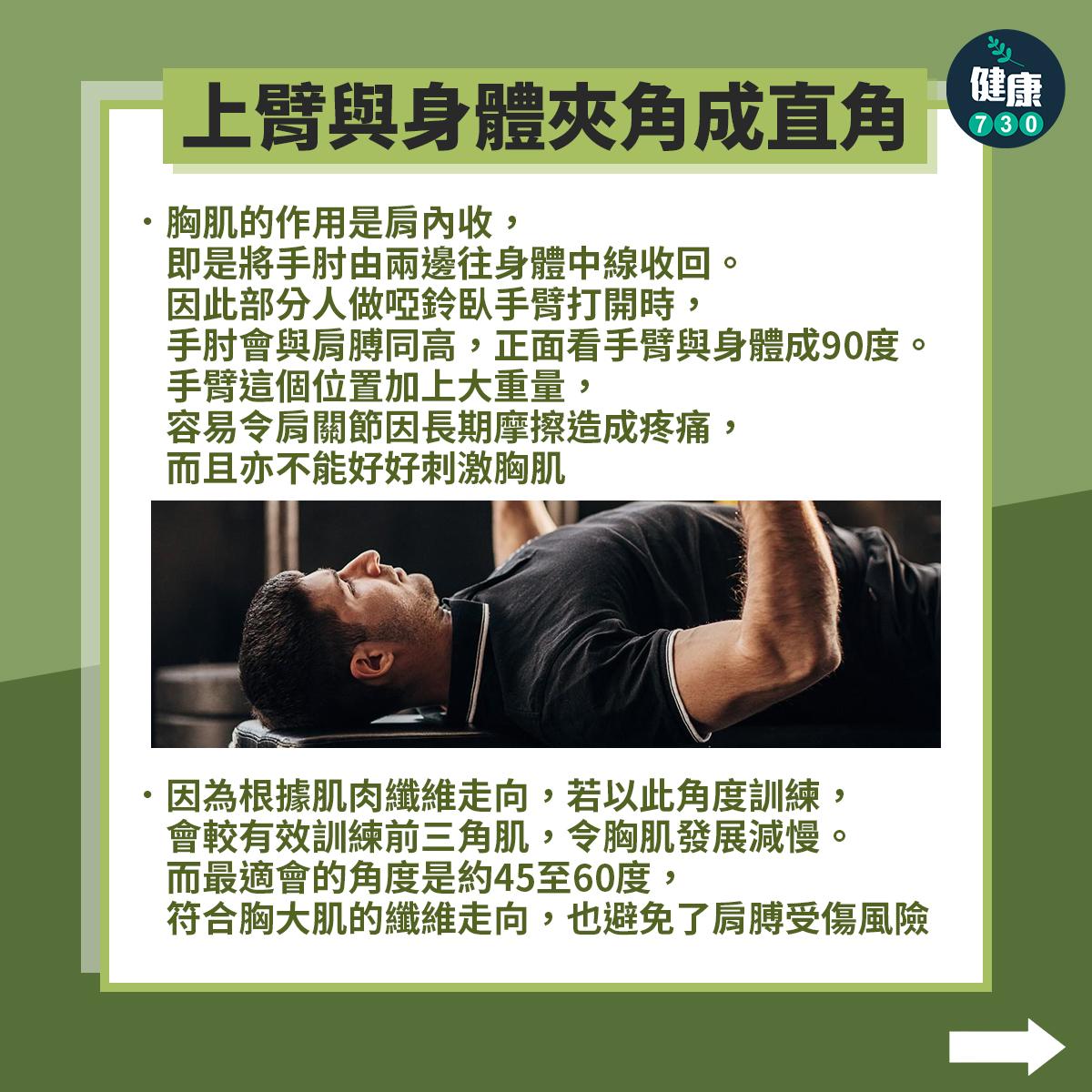 健身啞鈴臥推注意事項。(am730製圖)