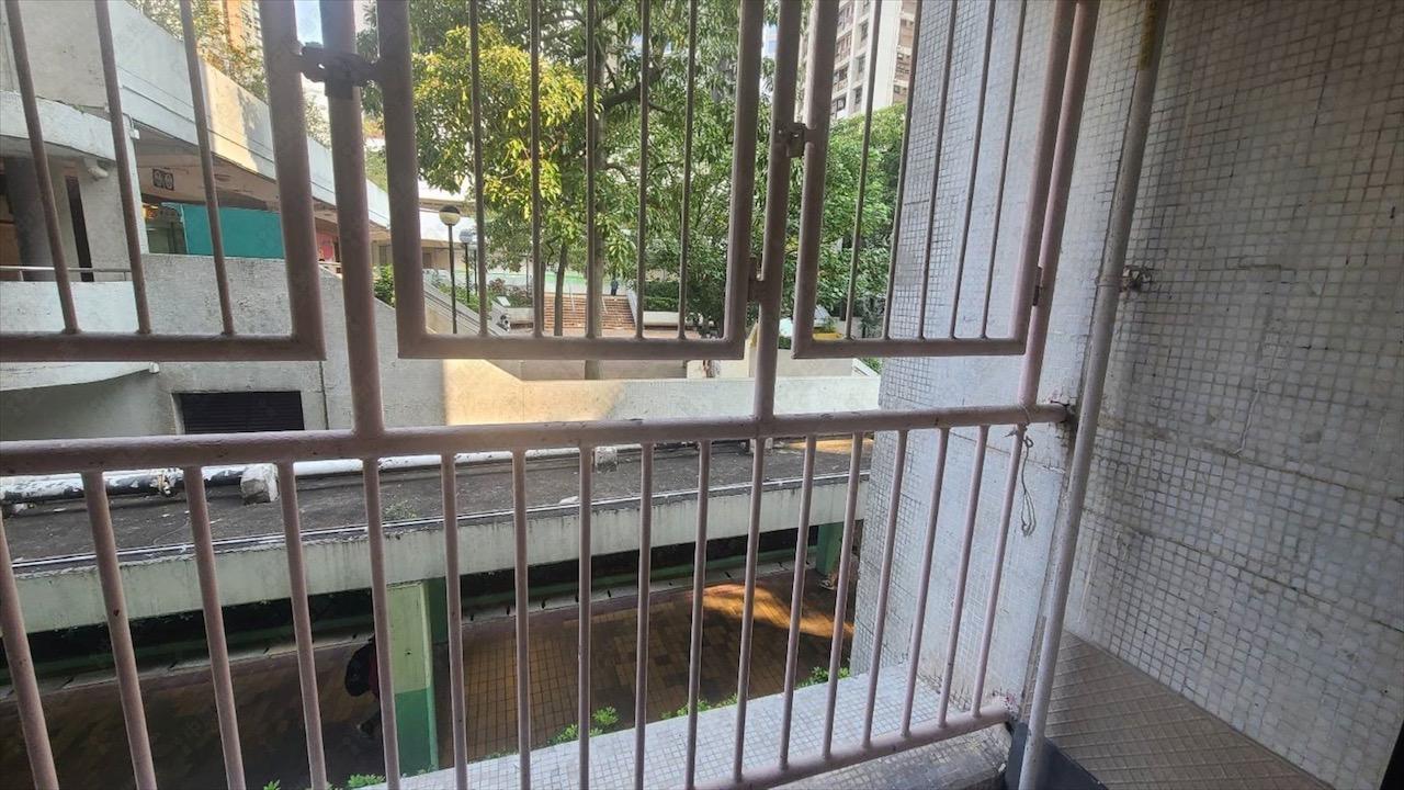 由於位處極低層,部分景觀望屋苑內園及行人天橋。(代理提供)