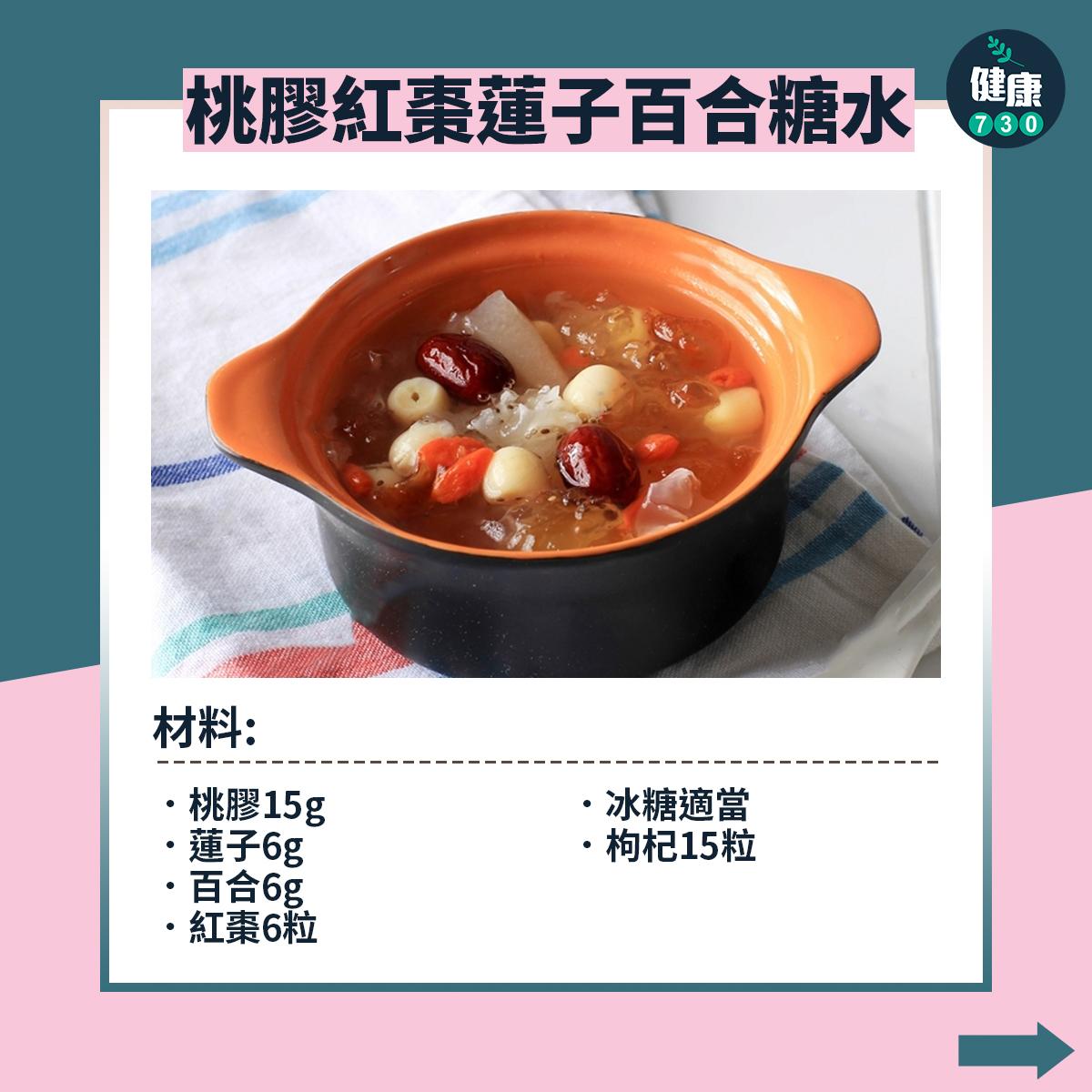 桃膠糖水食譜養胃補氣(am730製圖)