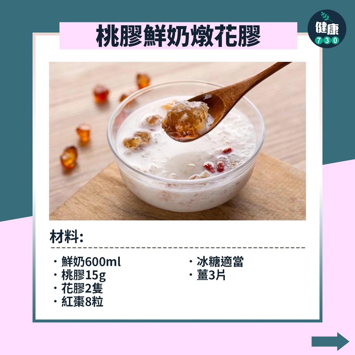 桃膠糖水食譜養胃補氣(am730製圖)