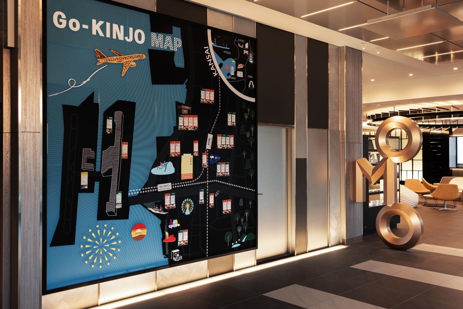 大堂內放置了「GO-KINJO地圖」,詳細列明附近地區吃喝玩樂景點。(圖片來源:PRTIMES)