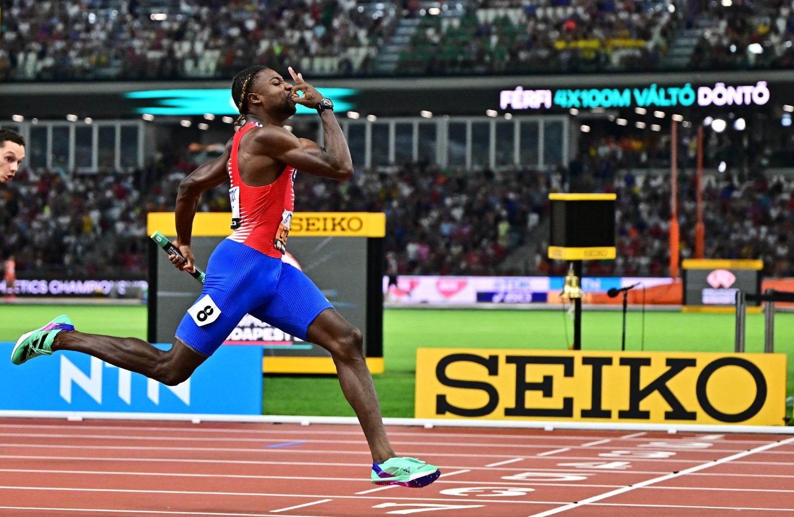 利里斯(Noah Lyles)不滿NBA自稱世界冠軍。(路透社)